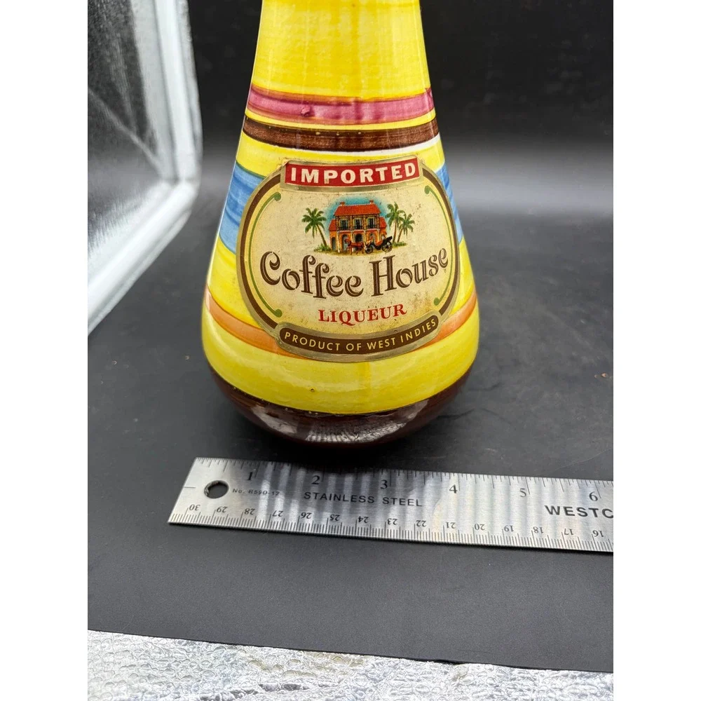 Vintage Coffee House Liqueur Decanter Hand Painted Secla Portugal Ceramic Bottle